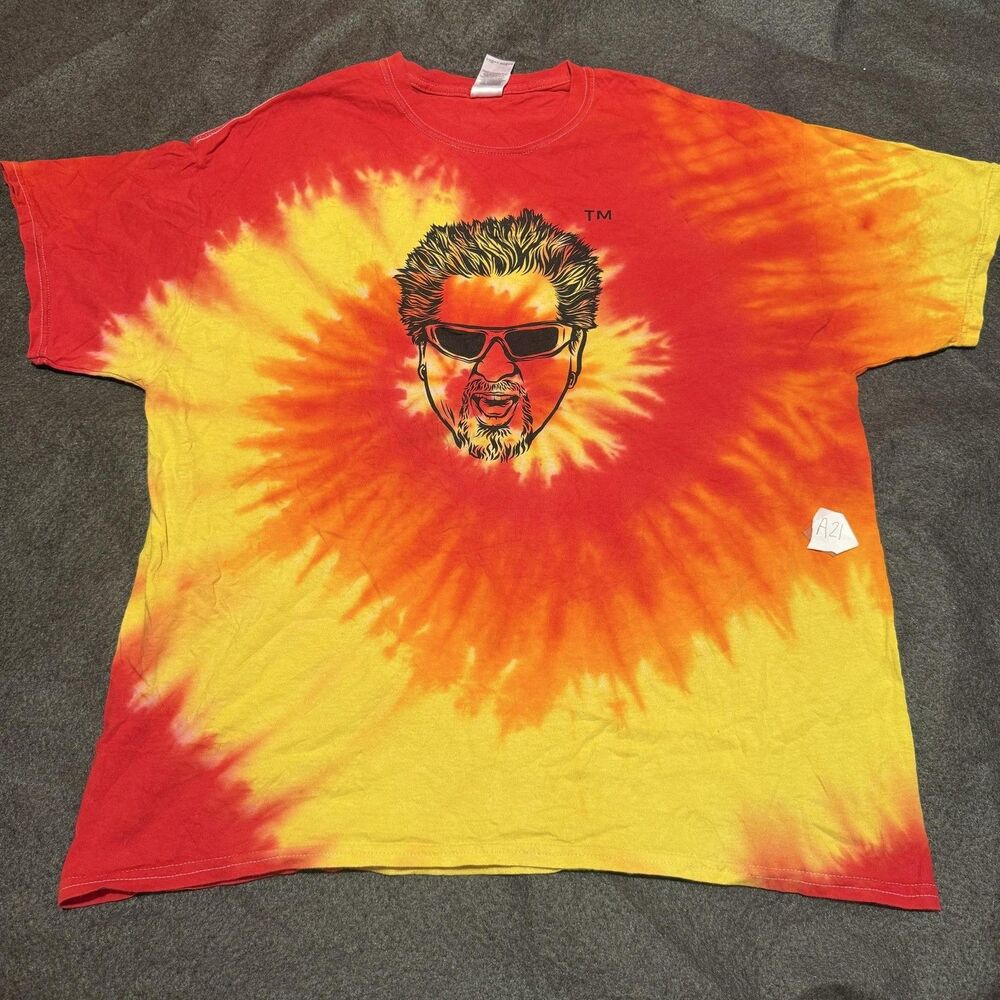 Colortone Shirt Mens XL Extra Large Red Yellow Tie-Dye Face Graphic Tee Top
